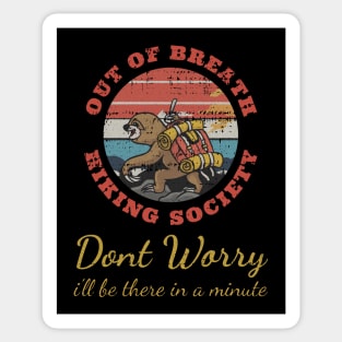 Out Of Breath Hiking Society Retro Funny Sloths Sticker